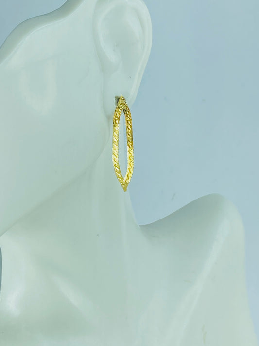 14K yellow gold 2mm Herringbone hood flexible earrings 1 1/4" JR1011