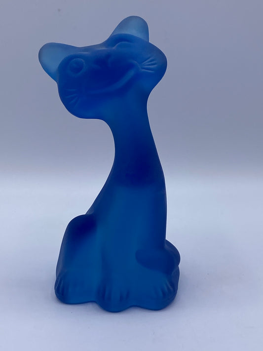 Fenton FAGCA winking Happy cat Satin blue purple 6.0" A255