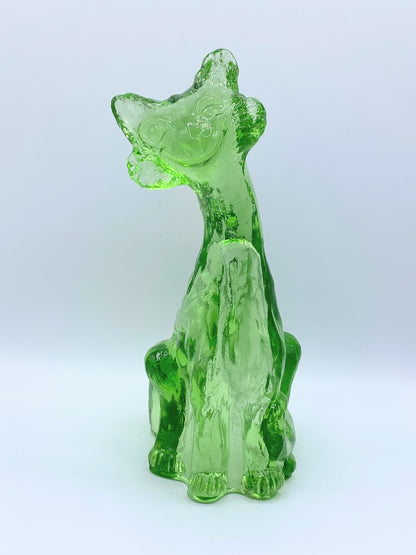 Fenton Glass Apple Green Alley Cat Figurine by Mosser Glass 11.0" A263