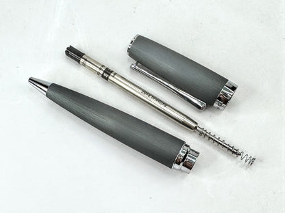 Vintage Levenger Satin Grey Chrome Ballpoint Pen Writes Smoothly SS538