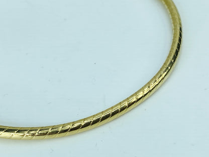 14k Yellow Gold 2.65mm Stackable Slip-on texture ribbed bangle 7.5" 5.34g JR1015