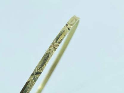 14K yellow gold 3.0mm slip-on stackable diamond-cut etched bangle 4.1g JR1016