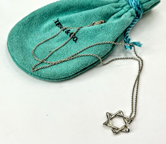 Vintage Tiffany Co Elsa Peretti Sterling Silver Star of David Necklace JR1664