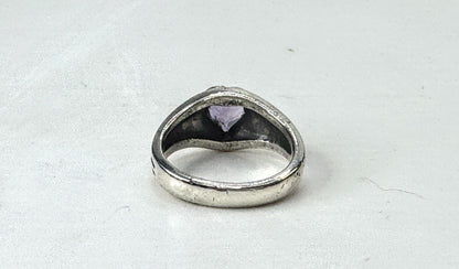 Vintage deisgner Sterling 14K Amethyst Heart Flower Ring Size 6.25 JR1665