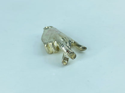 Solid Sterling Lucky Crossed Fingers Sign Language 18.5 x 14 x 11.2 6.9g JR1021