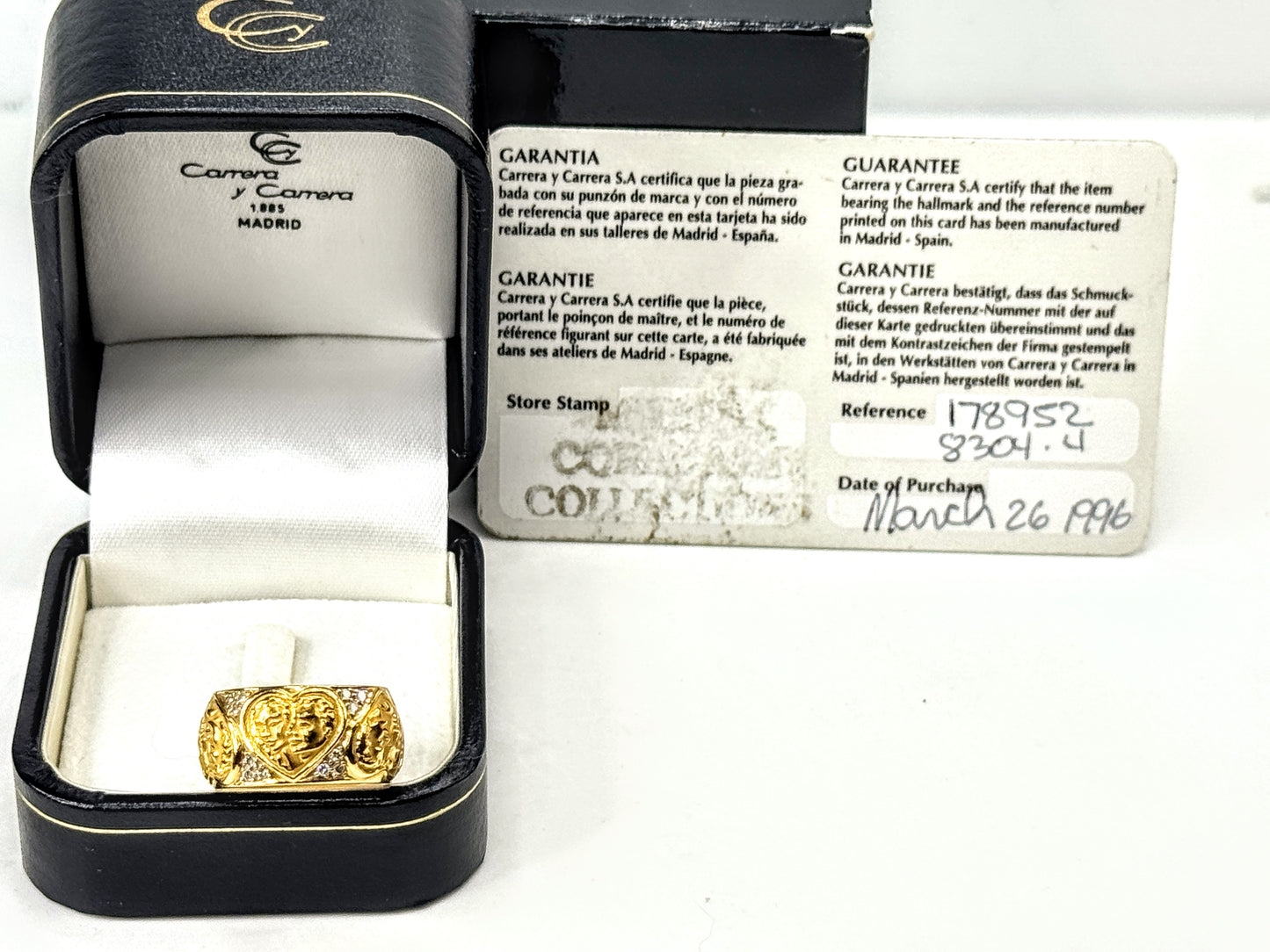 Vintage Carrera y Carrera 18K Romeo & Juliet Diamond Ring box/paperwork JR1667