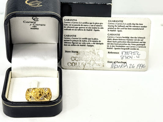 Vintage Carrera y Carrera 18K Romeo & Juliet Diamond Ring box/paperwork JR1667