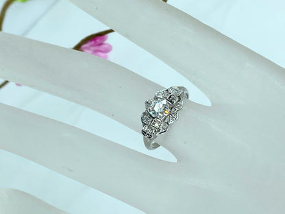 Art Deco 0.52 Carat old Euro Diamond Engagement Ring Platinum 950 s6.5 JR1022
