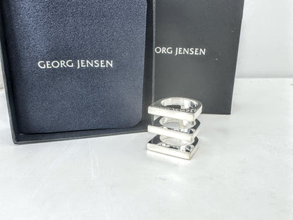 Georg Jensen Sterling Silver Aria 3 Row Band Modernist Square Top Ring JR1668