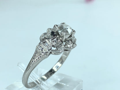 Art Deco 0.52 Carat old Euro Diamond Engagement Ring Platinum 950 s6.5 JR1022