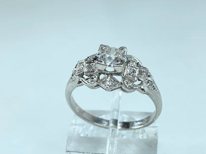 Art Deco 0.52 Carat old Euro Diamond Engagement Ring Platinum 950 s6.5 JR1022