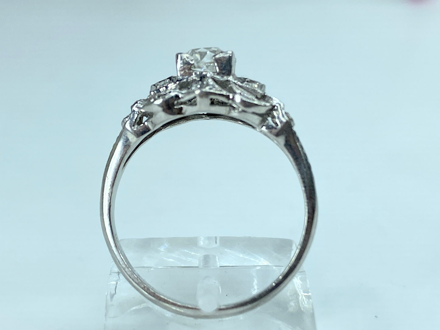 Art Deco 0.52 Carat old Euro Diamond Engagement Ring Platinum 950 s6.5 JR1022