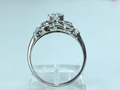 Art Deco 0.52 Carat old Euro Diamond Engagement Ring Platinum 950 s6.5 JR1022