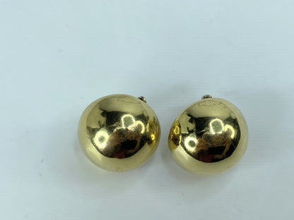 18K yellow gold button dome French back clip on earrings 10.4g JR1023