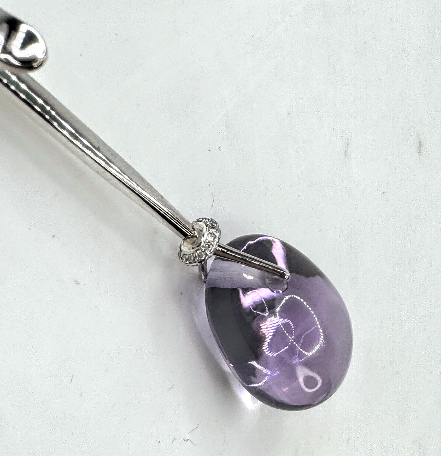 Georg Jensen Vivianna Sterling Amethyst Diamond Dew Drop Pendant new JR1669