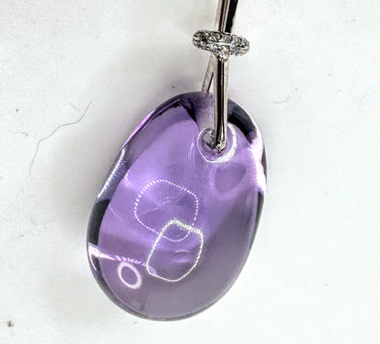 Georg Jensen Vivianna Sterling Amethyst Diamond Dew Drop Pendant new JR1669