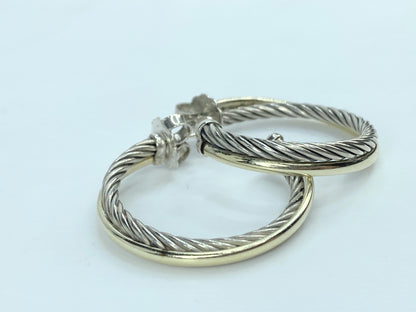 Vintage David Yurman Hoop Earrings 925 Sterling Silver & 18k Yellow Gold JR1024