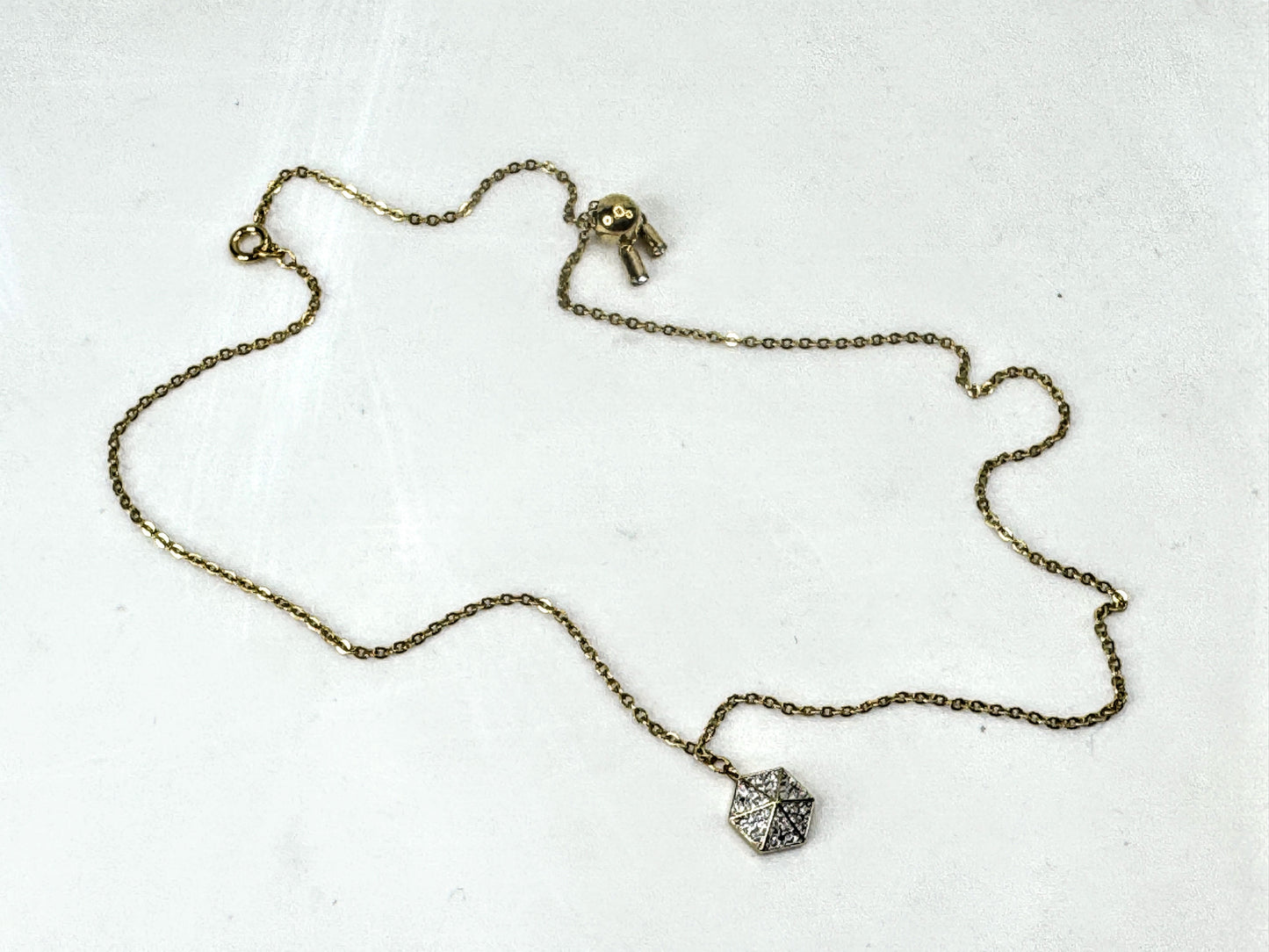 Vintage Swarovski Hexagon Crystal Adjustable Tassel Lariat Necklace GS835