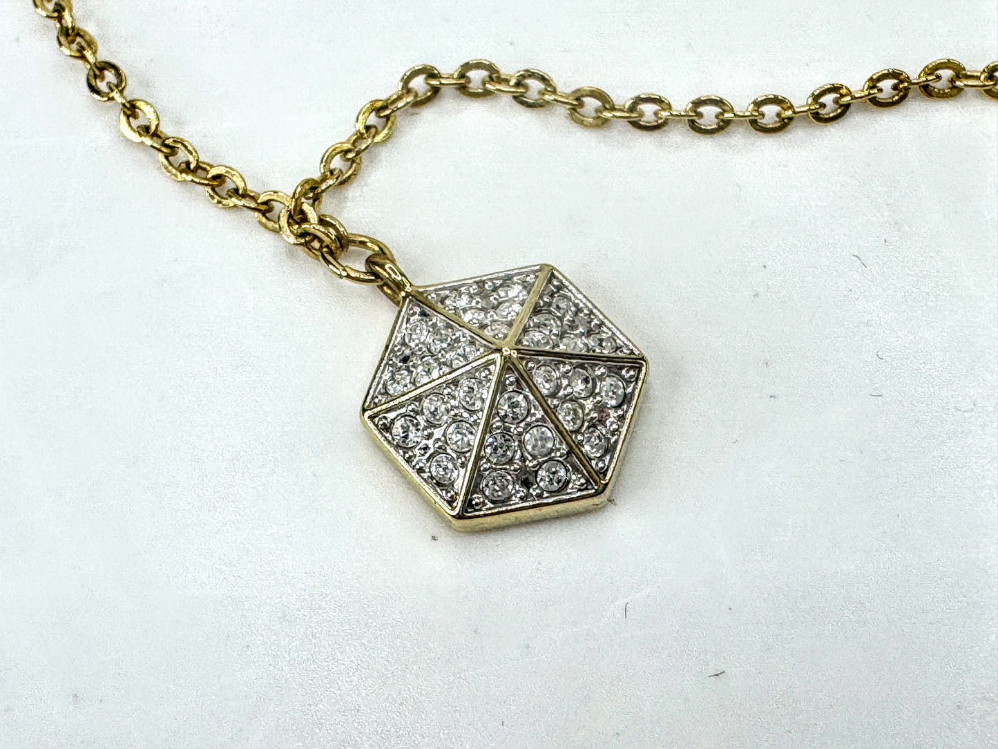 Vintage Swarovski Hexagon Crystal Adjustable Tassel Lariat Necklace GS835