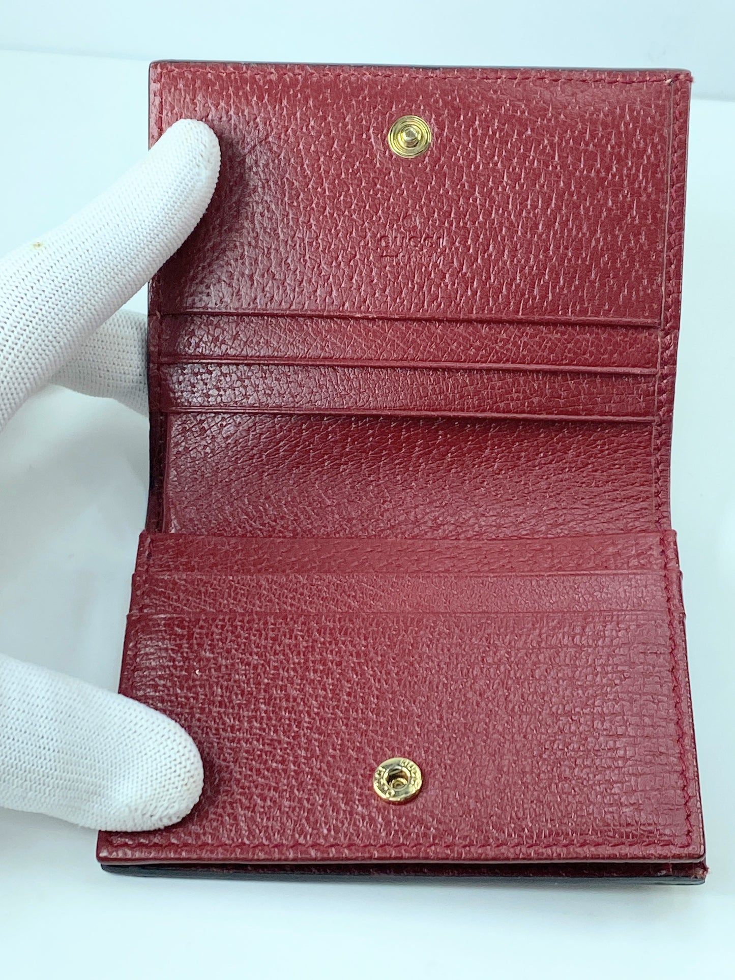 Gucci GG Supreme PVC Leather Spring Beige Compact Wallet W/Box GS406