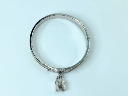 Hermes Bangle Ivory x Silver Color Kelly H Padlock W/Box GS407