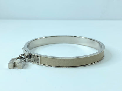 Hermes Bangle Ivory x Silver Color Kelly H Padlock W/Box GS407