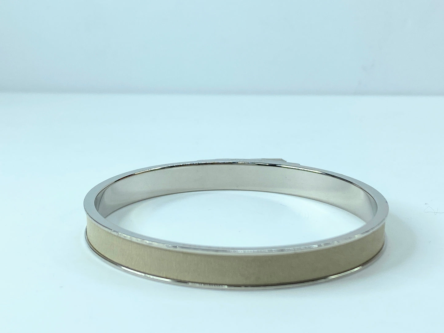 Hermes Bangle Ivory x Silver Color Kelly H Padlock W/Box GS407