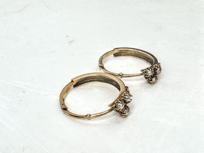 Antique 14K Gold Seed Pearl Hinged Hoop Earrings Early Century Estate JR1674