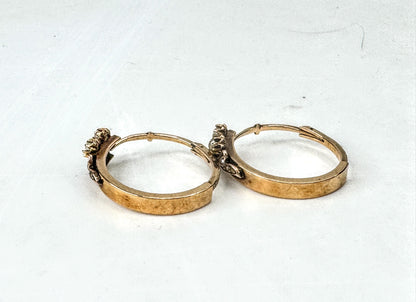 Antique 14K Gold Seed Pearl Hinged Hoop Earrings Early Century Estate JR1674