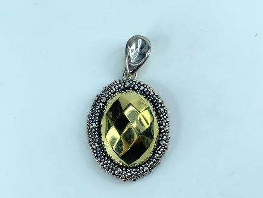 Michael Dawkins Sterling Silver Gold Plated Hammered Oval Pendant JR9355