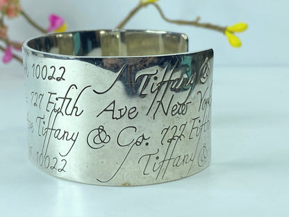 Tiffany & Co. Wide Notes Cuff bangle Bracelet Sterling Silver 7 1/4" GS368