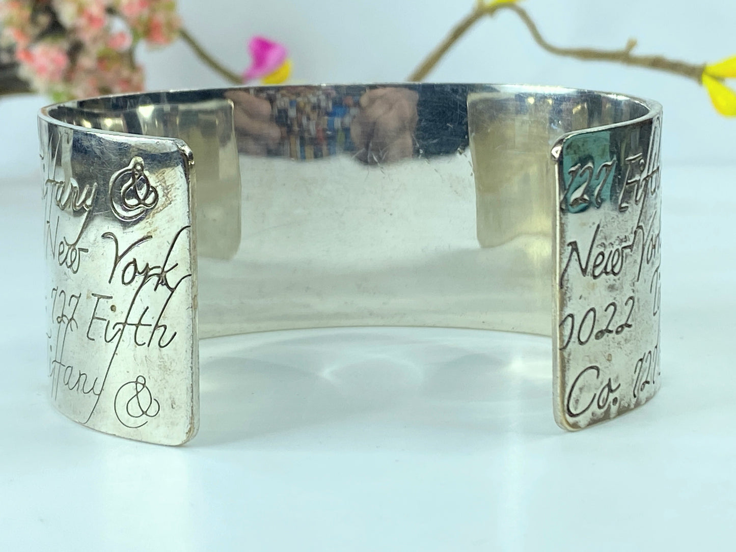 Tiffany & Co. Wide Notes Cuff bangle Bracelet Sterling Silver 7 1/4" GS368