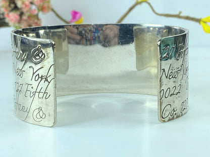 Tiffany & Co. Wide Notes Cuff bangle Bracelet Sterling Silver 7 1/4" GS368