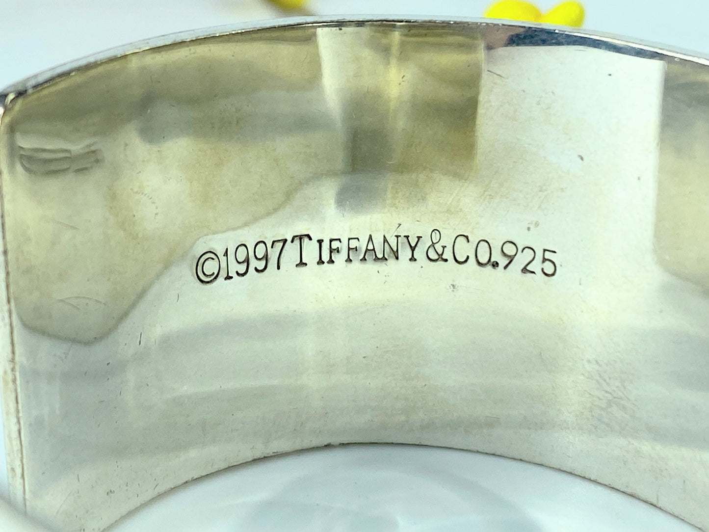 Tiffany & Co. Wide Notes Cuff bangle Bracelet Sterling Silver 7 1/4" GS368