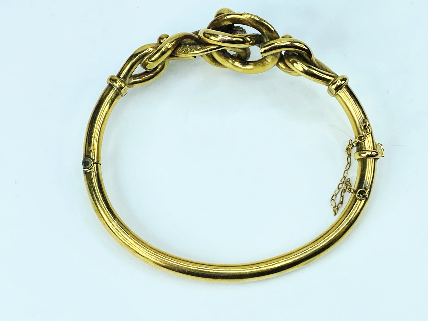 Antique 9ct Gold Textured Lovers Knot Bangle Bracelet in original box JR1031