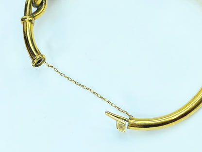 Antique 9ct Gold Textured Lovers Knot Bangle Bracelet in original box JR1031