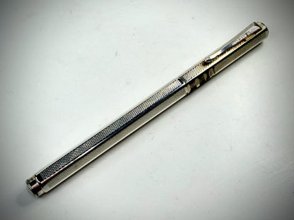 vintage caran d’ache swiss silver plate fountain pen engine turned style ss305