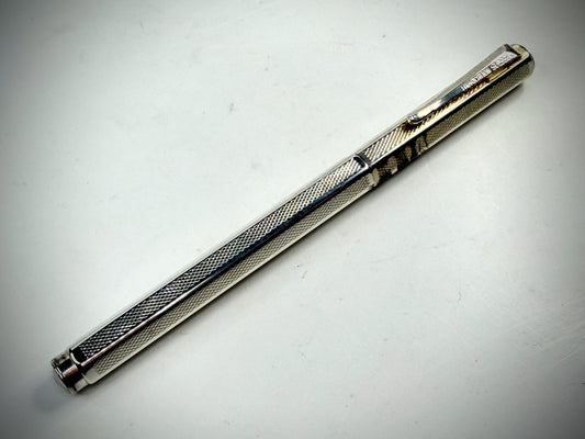 vintage caran d’ache swiss silver plate fountain pen engine turned style ss305