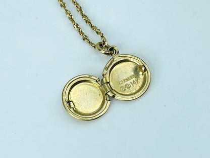 14K Gold Round Locket Pendant Necklace 18” Delicate Chain Vintage Style JR1218