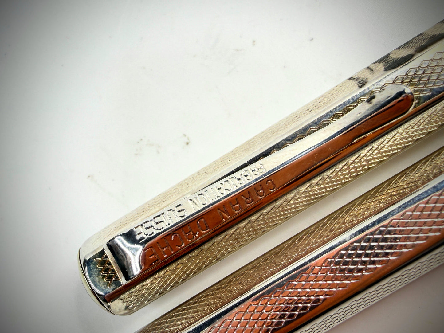 vintage caran d’ache swiss silver plate fountain pen engine turned style ss305