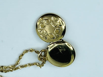 14K Gold Round Locket Pendant Necklace 18” Delicate Chain Vintage Style JR1218