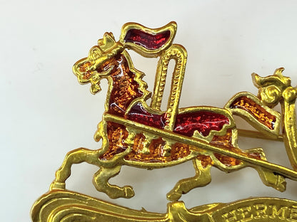 Hermès Carriage Red Golden Green Orange emerald brooch 2.75" GS411