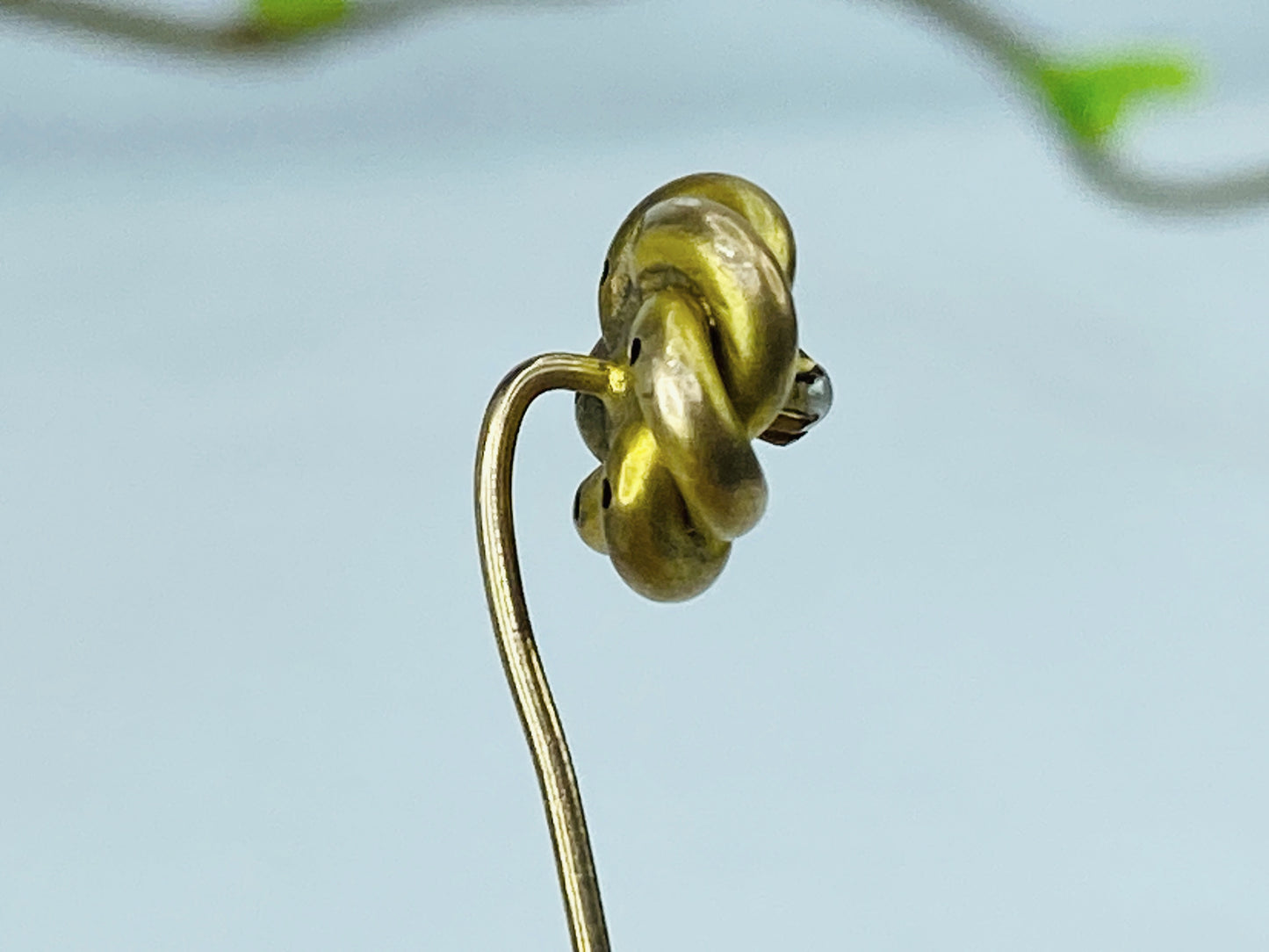 Antique 14K Gold Knot Stick Pin w/Seed Pearl Early 20th Century Stickpin JR1224