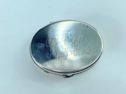 Sterling silver Plain engraved oval pill box A131