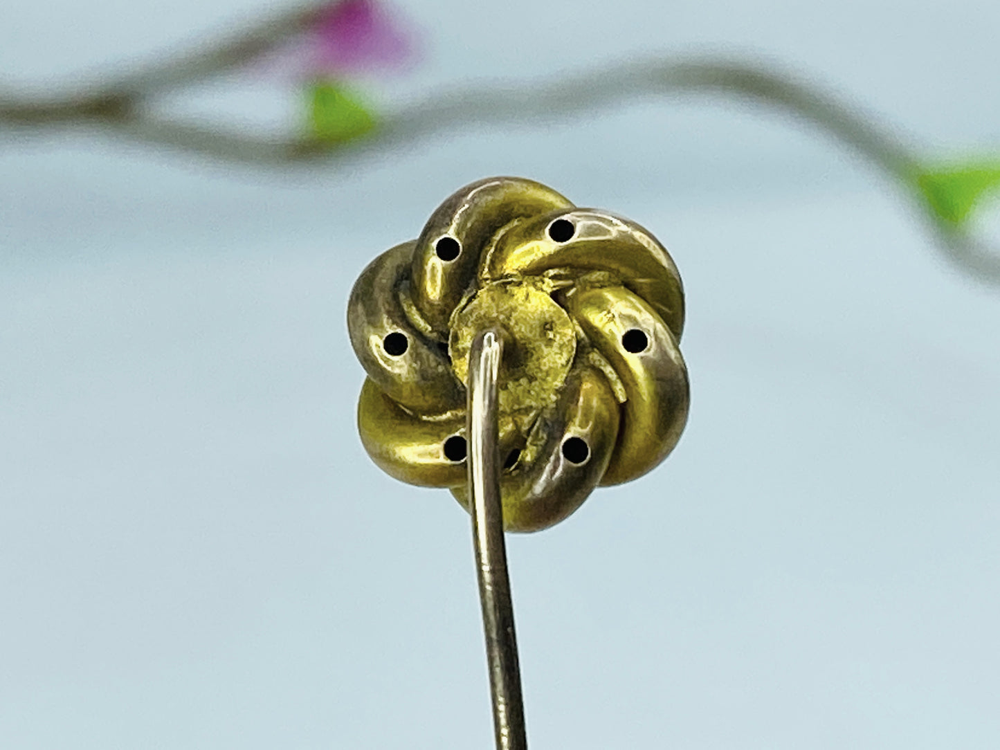 Antique 14K Gold Knot Stick Pin w/Seed Pearl Early 20th Century Stickpin JR1224