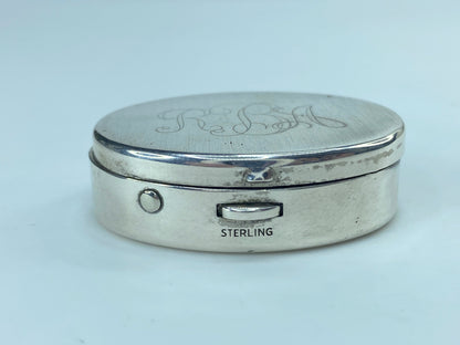 Sterling silver Plain engraved oval pill box A131