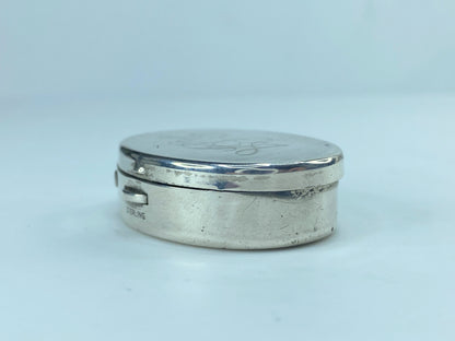 Sterling silver Plain engraved oval pill box A131