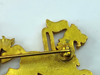 Hermès Carriage Red Golden Green Orange emerald brooch 2.75" GS411