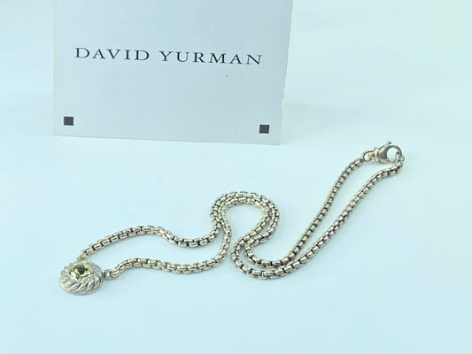 David Yurman Sterling Silver and 18K Yellow Gold Peridot Cookie Necklace JR369