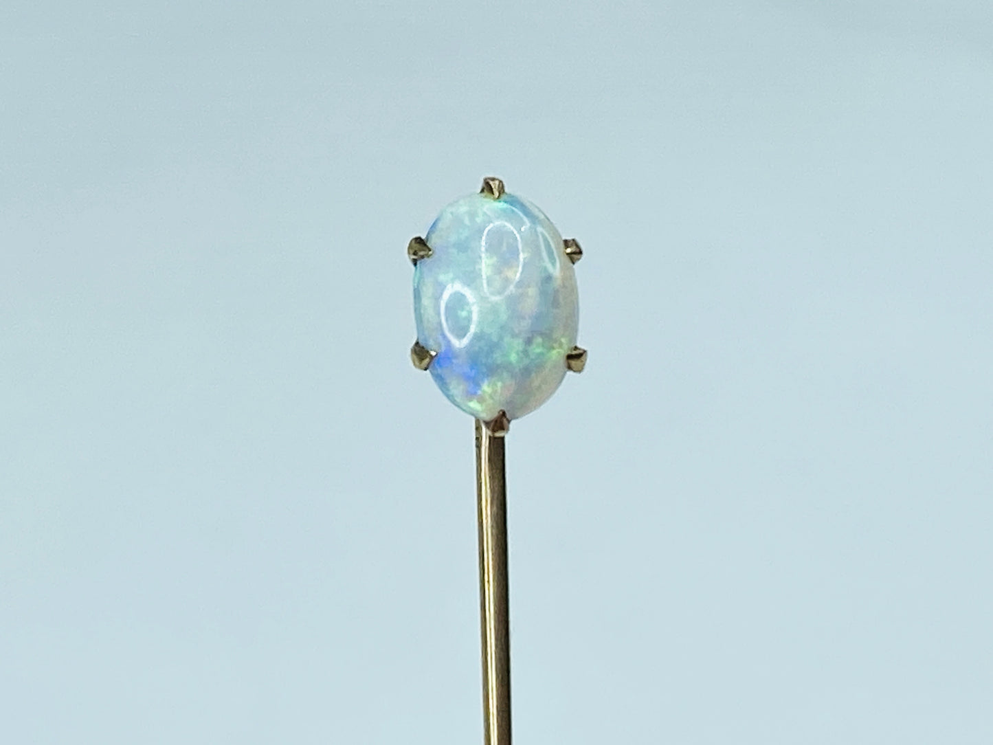 Early 20th Century 10K Gold Stick Pin Opal & Seed Pearl 2 1/8" JR1225